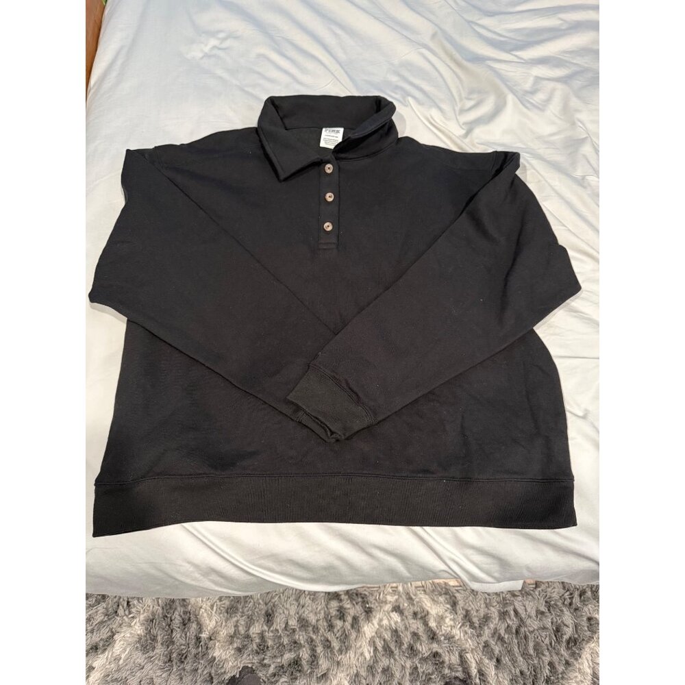 Victoria's Secret PINK Everyday Fleece Polo Sweatshirt XL Black